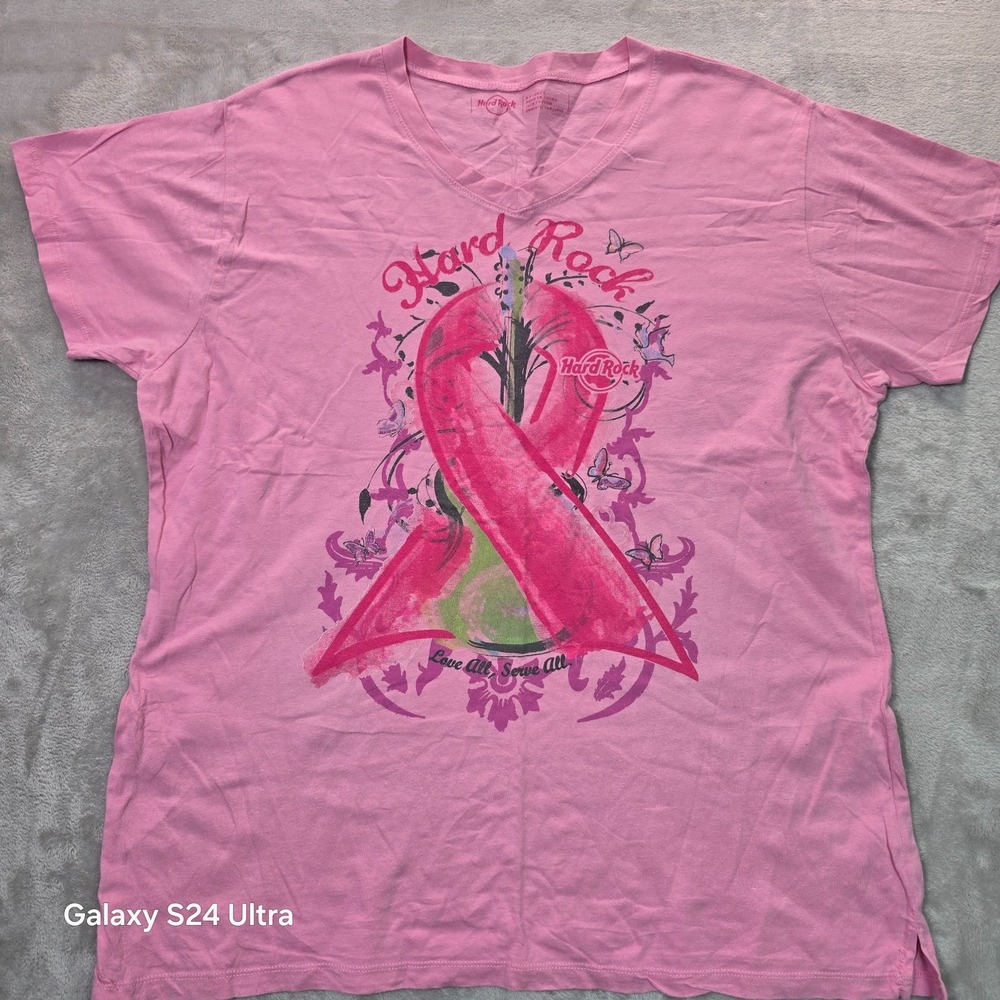 Hard Rock T-Shirt Women's XL Pink Love All Serve All Graphic Print Short Sleeve